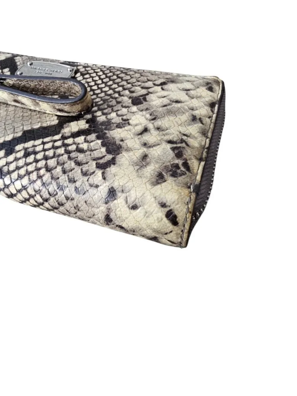 Michael Kors Jet Set Leather Snakeskin Embossed Continental Wallet Wristlet COA